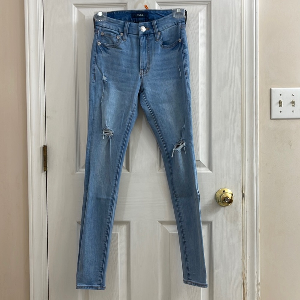 Size 0 Aeropostale blue skinny high-waisted jeans